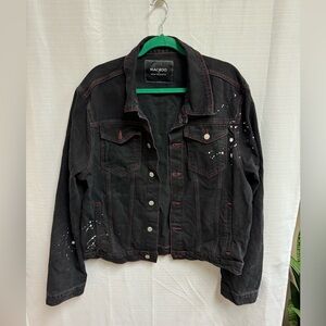 NWT MACEOO Black Denim Jacket Size XL